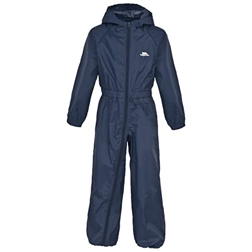 Trespass Button, Navy Blue, 12/18, Wasserdichter Regenanzug mit Kapuze für Babys & Kleinkinder 6-24 Monate, 12-18 Monate, Blau von Trespass