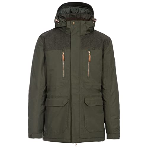 DLX Trespass Herren Warme wasserdichte Jacke Mit Abnehmbarer Kapuze Und Einstellbarem Saumkordelzug Rockwell, Olive, S, MAJKRATR0011_OLIS von DLX