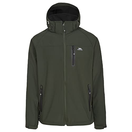 Trespass Accelerator II, Olive, XXL, Wasserdichte Softshelljacke mit abnehmbarer Kapuze für Herren, XX-Large / 2XL / 2X-Large, Grün von Trespass