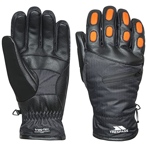 Trespass Argus, Black, M, Warme Gepolsterte Wasserdichte Handschuhe mit Knöchelprotektoren, Schwarz, Medium von Trespass