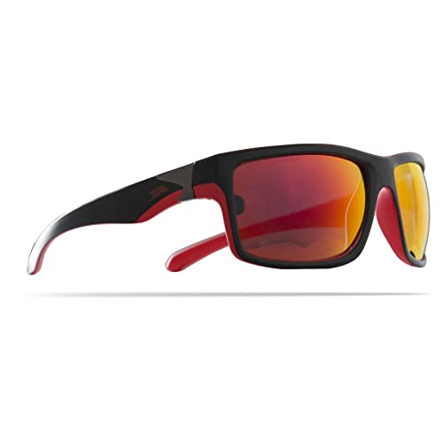 Trespass Drop, Black/Red, Polarisierte Verspiegelte Sonnenbrille mit UV Protection & Stofftasche, Kategorie 3 Gläser, Black von Trespass