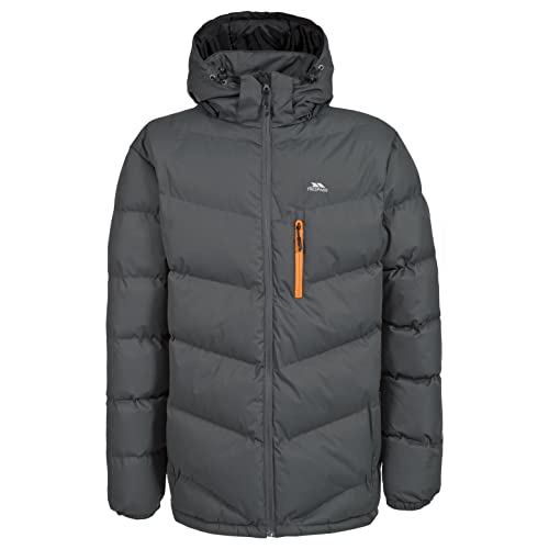 Trespass Herren Blustery Warme Gepolsterte wasserdichte Regenjacke Mit Abnehmbarer Kapuze, Ash, XL von Trespass