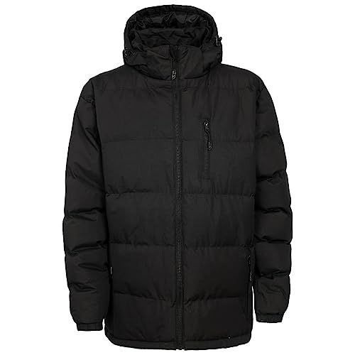 Trespass Herren Clip Warme Gepolsterte wasserdichte Regenjacke Mit Abnehmbarer Kapuze, Black, XXL von Trespass