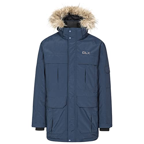 Trespass Highland, Navy, XS, Waterproof Down Jacket with Removable Hood for Men, Blue, X-Small von Trespass