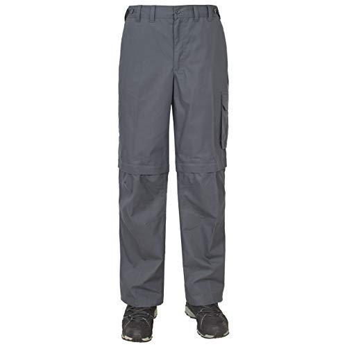 Trespass Mallik, Graphite, L, Wasserabweisende Hose mit UV-Schutz und abnehmbaren Hosenbeinen für Herren, Large, Grau von Trespass