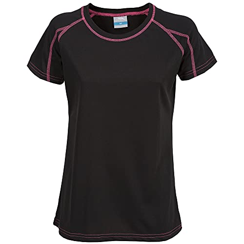 Trespass Mamo, Black, XXS, Schnelltrocknendes Sport T-Shirt mit Reflektierenden Details für Damen, XX-Small / 2XS / 2X-Small, Schwarz von Trespass
