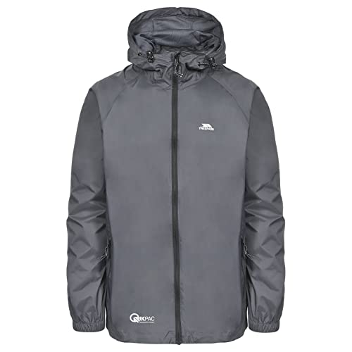 Trespass Unisex Erwachsene Qikpac Jacket Kompakt Zusammenrollbare Wasserdichte Regenjacke, Grau (Flint), XXS von Trespass