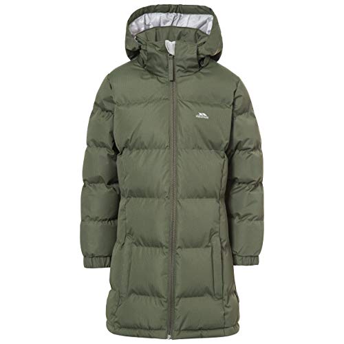 Trespass Tiffy, Moss, 9/10, Warme Gepolsterte Wasserdichte Jacke mit abnehmbarer Kapuze für Kinder / Mädchen, 9-10 Jahre, Grün von Trespass