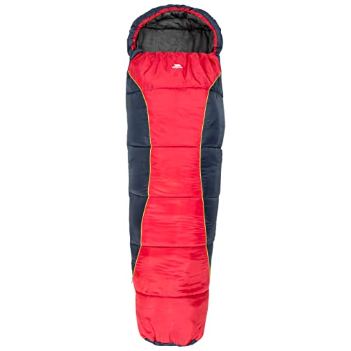 Trespass Unisex Jugend Bunka 3-Jahreszeiten-Schlafsack mit Hohlfaserfüllung, 170 x 65 x 45 cm, rot, 170 cm x 65 cm x 45 cm von Trespass