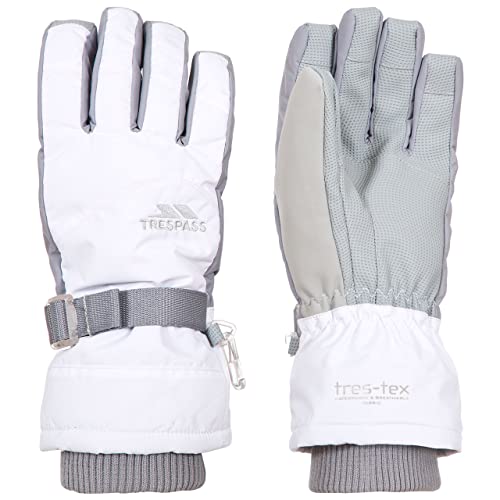 Trespass Vizza II, White, 10/12, Warme Gepolsterte Wasserdichte Handschuhe für Kinder / Jugendliche / Mädchen 10-17 Jahre, 10-12 Jahre, Weiß von Trespass