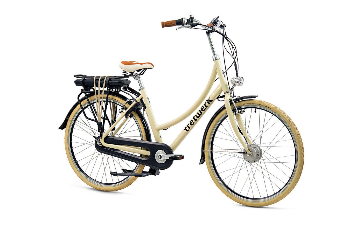 Tretwerk E-Bike Aurora, 7 Gang, Nabenschaltung, Frontmotor, E Bike Damen 28 Zoll Elektrofahrrad 165 - 185cm retro Hollandrad von Tretwerk