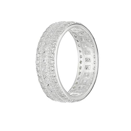 Ring - 925 Silber - 3 Reihen Kristalle - Silber [06.] - 58 von Treuheld