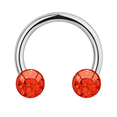 Treuheld® | 1.2mm x 5mm Hufeisen Piercing/Circular Barbell | 4mm Kristall Piercing-Kugeln | Rot | Chirurgenstahl | Septum Lippe Ohr von Treuheld