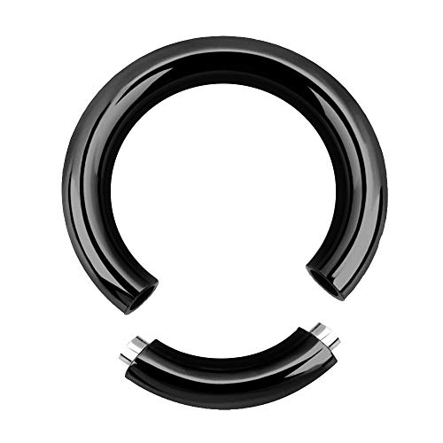 Treuheld® | 2,5mm x 14mm Segmentring Piercing Ring | Chirurgenstahl | Dick | Schwarz | Intimpiercing für Frau und Mann, Septum, Ohr, Lobe, Nase, PA von Treuheld