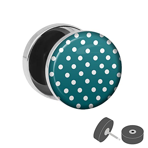 Treuheld® Fake Plug - Polka Dots Petrol | Motiv Ohrstecker zum Schrauben - Anzahl: 1 Stück von Treuheld