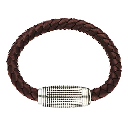 Treuheld® Geflochtenes Leder-Armband mit Magnetverschluss | 2 Farben - [02.] braun - 21,5cm von Treuheld