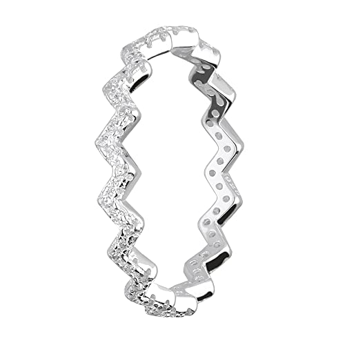 Treuheld® Gezackter 925 Sterling Silber Ring mit Kristallen | 8 Größen [06.] 58 von Treuheld