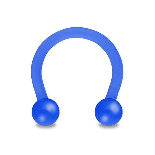 Treuheld® Hufeisen Piercing aus Kunststoff | Farbe: Blau | Größe: 1,2 x 10 mm (Kugeln: 2,5mm) von Treuheld