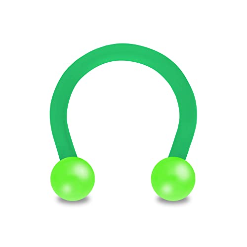 Treuheld® Hufeisen Piercing aus Kunststoff | Farbe: Grün | Größe: 1,2 x 10 mm (Kugeln: 2,5mm) von Treuheld