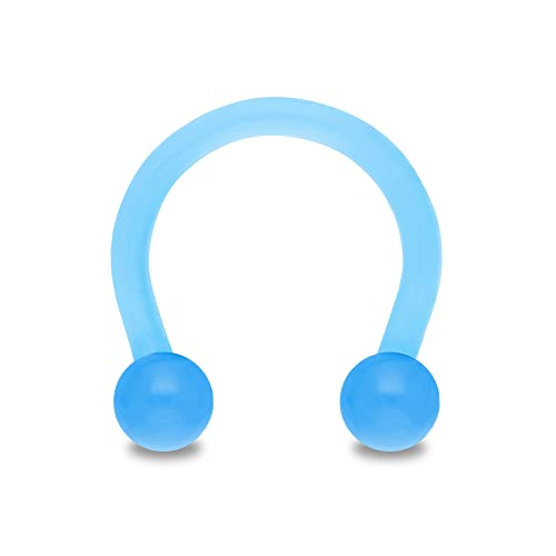 Treuheld® Hufeisen Piercing aus Kunststoff | Farbe: Hellblau | Größe: 1,2 x 8 mm (Kugeln: 2,5mm) von Treuheld