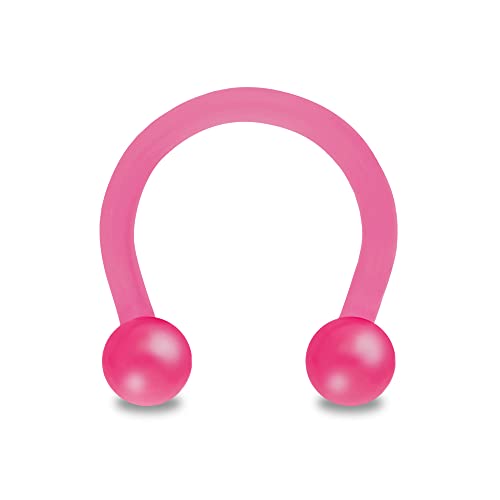 Treuheld® Hufeisen Piercing aus Kunststoff | Farbe: Pink | Größe: 1,2 x 10 mm (Kugeln: 2,5mm) von Treuheld