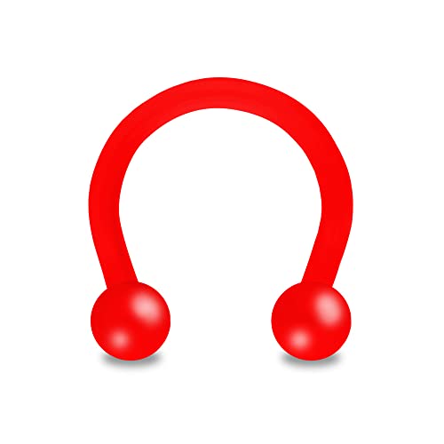 Treuheld® Hufeisen Piercing aus Kunststoff | Farbe: Rot | Größe: 1,2 x 10 mm (Kugeln: 3mm) von Treuheld