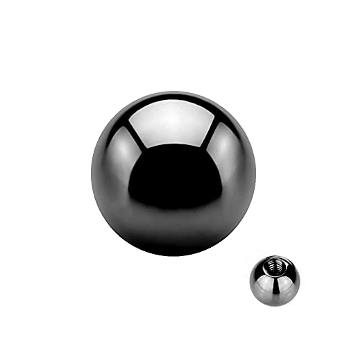 Treuheld® Kugel für Piercings in Schwarz aus Stahl | 15 Größen [14.] - 1.6 x 6mm von Treuheld