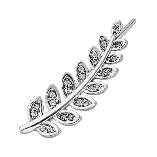 Treuheld® Ohrstecker Blätter mit Kristallen | Ear Climber [01.] - linkes Ohr - Silber von Treuheld