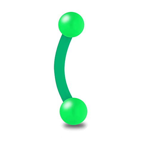 Treuheld® Piercing Banane aus Kunststoff | Farbe: Grün | Größe: 1,2 x 10 mm (Kugeln: 2,5mm) von Treuheld