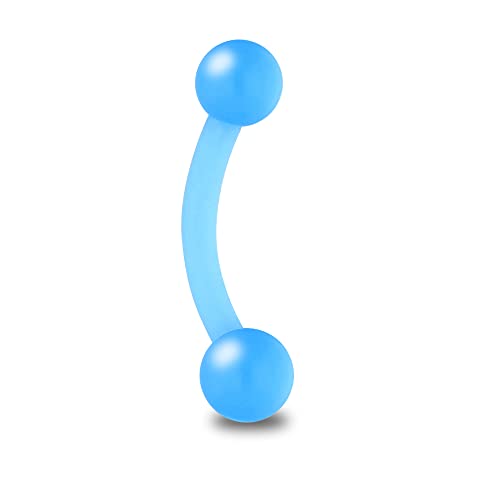 Treuheld® Piercing Banane aus Kunststoff | Farbe: Hellblau | Größe: 1,6 x 12 mm (Kugeln: 4mm) von Treuheld