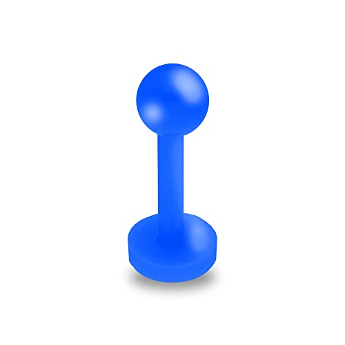 Treuheld® Piercing Labret aus Kunststoff | Farbe: Blau | Größe: 1,6 x 6 mm (Kugel: 4mm) von Treuheld