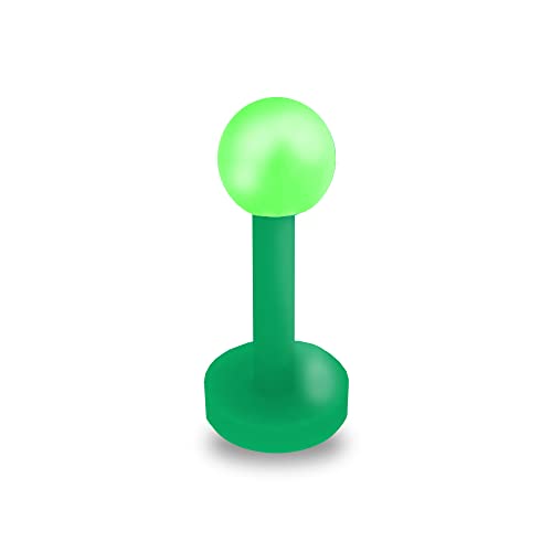 Treuheld® Piercing Labret aus Kunststoff | Farbe: Grün | Größe: 1,0 x 10 mm (Kugel: 3mm) von Treuheld