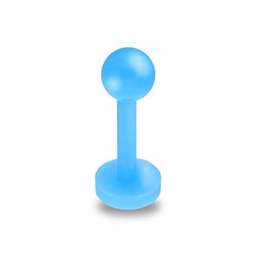 Treuheld® Piercing Labret aus Kunststoff | Farbe: Hellblau | Größe: 1,0 x 6 mm (Kugel: 3mm) von Treuheld
