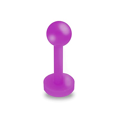 Treuheld® Piercing Labret aus Kunststoff | Farbe: Lila | Größe: 1,0 x 6 mm (Kugel: 2,5mm) von Treuheld