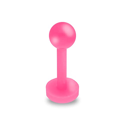 Treuheld® Piercing Labret aus Kunststoff | Farbe: Pink | Größe: 1,0 x 6 mm (Kugel: 3mm) von Treuheld