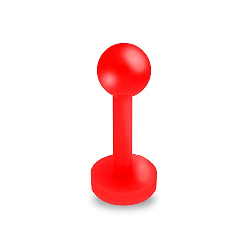 Treuheld® Piercing Labret aus Kunststoff | Farbe: Rot | Größe: 1,0 x 10 mm (Kugel: 3mm) von Treuheld