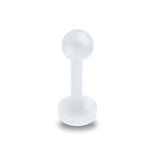 Treuheld® Piercing Labret aus Kunststoff | Farbe: Weiß | Größe: 1,0 x 10 mm (Kugel: 2,5mm) von Treuheld