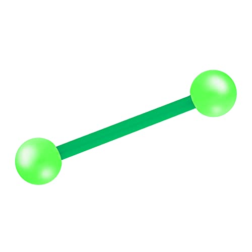 Treuheld® Piercing Stab aus Kunststoff | Farbe: Grün | Größe: 1,2mm x 10mm (Kugeln: 3mm) von Treuheld