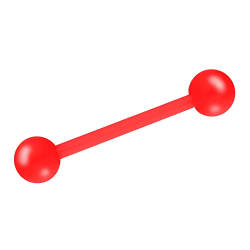Treuheld® Piercing Stab aus Kunststoff | Farbe: Rot | Größe: 1,2mm x 6mm (Kugeln: 2,5mm) von Treuheld
