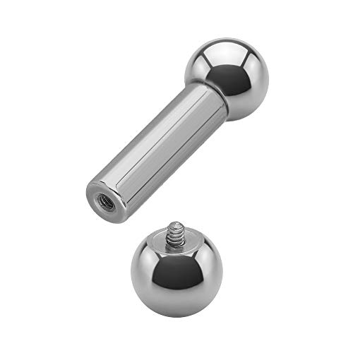 Treuheld® Piercing Stab mit Innengewinde | Silber | Dick [01.] - 3.0 x 12 mm (Kugeln: 6mm) von Treuheld