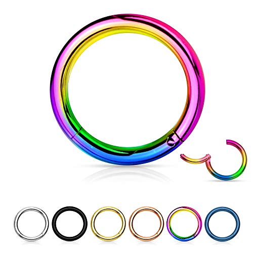 Treuheld® | Segmentring-Clicker aus Chirurgenstahl | Regenbogen/Bunt | Größe: 1.0mm x 6mm von Treuheld