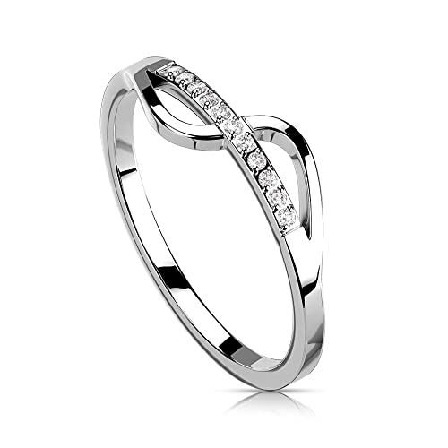 Treuheld® Silberner Ring mit Welle und klaren Kristallen [02.] 51 von Treuheld