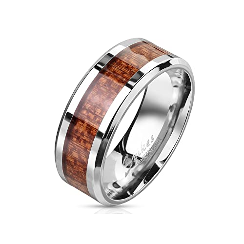 Treuheld® Silberner Ring mit braunem Holz | 7 Größen [07.] 68 von Treuheld