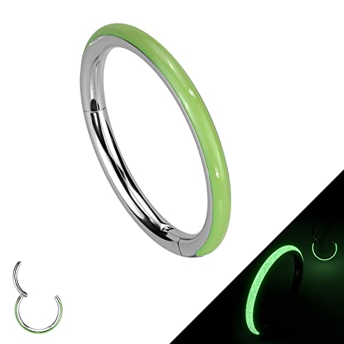 Treuheld® Titan Segmentring-Clicker Piercing mit Glow in The Dark Rand [04.] grün - 1,2 x 10mm von Treuheld