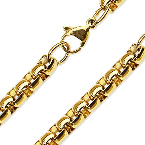 Treuheld® Venezianerkette mit runden Gliedern | Farbe: Gold | Dicke: 5mm | Länge: 49cm von Treuheld