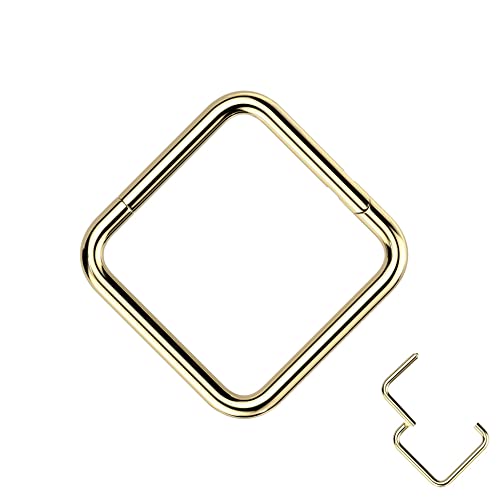 Treuheld® Viereckiges Titan Segmentring-Clicker Piercing | Farbe: Gold | Größe: 1,0 x 8mm von Treuheld