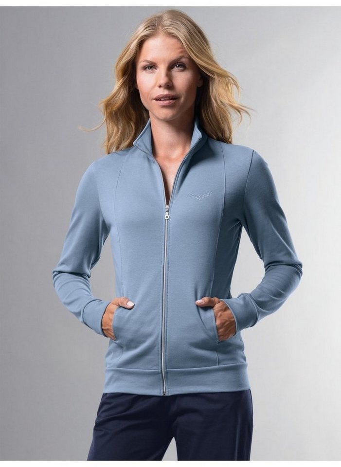 Trigema Sweatjacke TRIGEMA Jacke veredelt mit Kristallsteinen (1-tlg) von Trigema