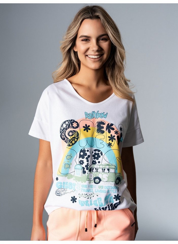 Trigema T-Shirt TRIGEMA Oversized T-Shirt mit buntem Hippie-Print (1-tlg) von Trigema