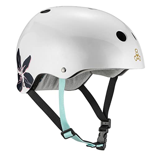 Triple Eight Unisex-Erwachsene Sweatsaver Helm – Zertifiziert Skate-und Skateboard, Blumenmuster, Small/Medium von Triple Eight
