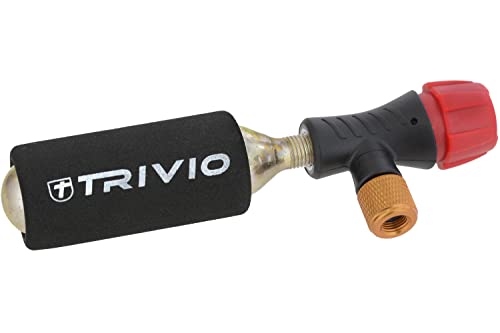 Trivio - CO2 Adapter + CO2 Patrone 16 Gramm + Neoprenhülle - Leicht, Kompakt, Effizient - Für Fahrradreparaturen unterwegs - CO2 Pumpe, Fahrradpatrone, Notfallreparatur von Trivio